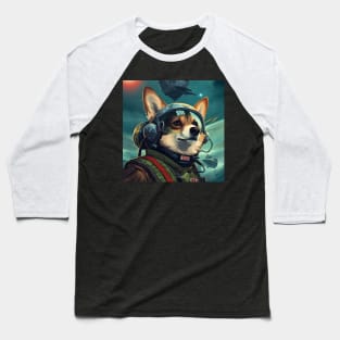 Cosmonaut Corgi Baseball T-Shirt